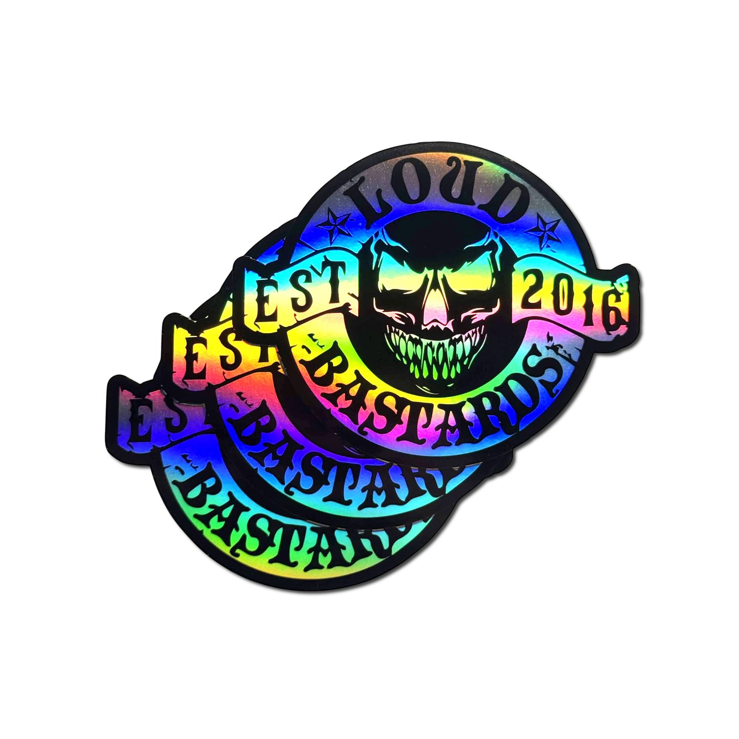 Loud Bastards Signature HOLO Sticker 10x10cm x3